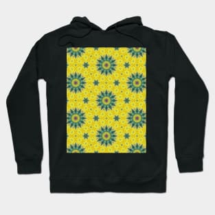 Green Starburst with Yellow Background Pattern - WelshDesignsTP004 Hoodie